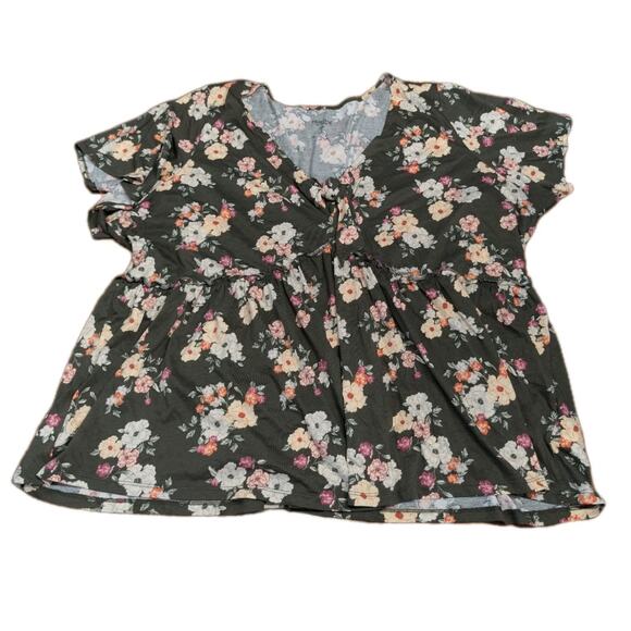 Torrid Women's Shirt Size 5x 28 Heritage Knit Top Tunic Gray Floral 100% Cotton - Picture 1 of 12